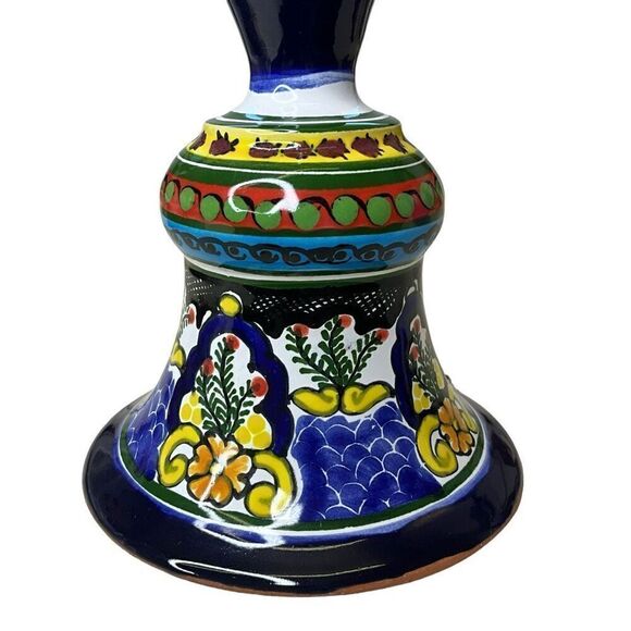 Vintage Hernandez Puebla Mexico Hand Bell Porcelain Blue White Signed by Artist - Picture 2 of 6